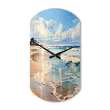 Beach Photo Seaside Reflections V - Asymmetric Metal Wall Clock
