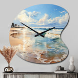 Beach Photo Seaside Reflections V - Asymmetric Metal Wall Clock