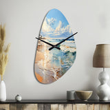 Beach Photo Seaside Reflections V - Asymmetric Metal Wall Clock