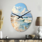 Beach Photo Seaside Reflections V - Asymmetric Metal Wall Clock
