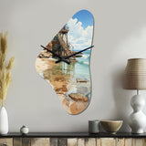 Beach Photo Seaside Reflections VII - Asymmetric Metal Wall Clock