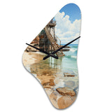 Beach Photo Seaside Reflections VII - Asymmetric Metal Wall Clock