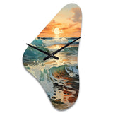 Beach Photo Seaside Reflections VIII - Asymmetric Metal Wall Clock