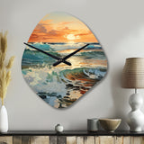 Beach Photo Seaside Reflections VIII - Asymmetric Metal Wall Clock