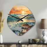 Beach Photo Seaside Reflections VIII - Asymmetric Metal Wall Clock