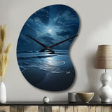 Beach Photo Serene Moonlight I - Asymmetric Metal Wall Clock