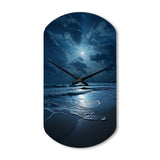 Beach Photo Serene Moonlight I - Asymmetric Metal Wall Clock