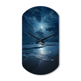 Beach Photo Serene Moonlight I - Asymmetric Metal Wall Clock