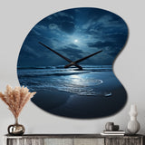 Beach Photo Serene Moonlight I - Asymmetric Metal Wall Clock