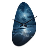 Beach Photo Serene Moonlight I - Asymmetric Metal Wall Clock