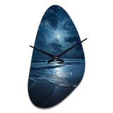 Beach Photo Serene Moonlight I - Asymmetric Metal Wall Clock