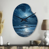 Beach Photo Serene Moonlight I - Asymmetric Metal Wall Clock