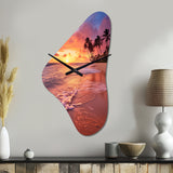 Beach Photo Sunset Serenade III - Asymmetric Metal Wall Clock