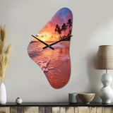 Beach Photo Sunset Serenade III - Asymmetric Metal Wall Clock