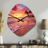 Beach Photo Sunset Serenade III - Asymmetric Metal Wall Clock