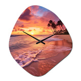 Beach Photo Sunset Serenade III - Asymmetric Metal Wall Clock