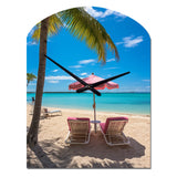 Beach Pink Beach Chairs - Asymmetric Metal Wall Clock