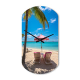 Beach Pink Beach Chairs - Asymmetric Metal Wall Clock