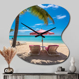 Beach Pink Beach Chairs - Asymmetric Metal Wall Clock