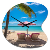 Beach Pink Beach Chairs - Asymmetric Metal Wall Clock