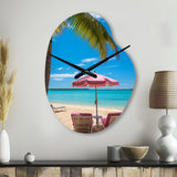 Beach Pink Beach Chairs - Asymmetric Metal Wall Clock