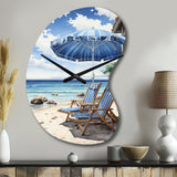 Beach Sandy Escape Pointillism I - Asymmetric Metal Wall Clock