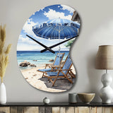 Beach Sandy Escape Pointillism I - Asymmetric Metal Wall Clock