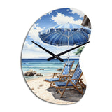 Beach Sandy Escape Pointillism I - Asymmetric Metal Wall Clock