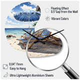 Beach Sandy Escape Pointillism I - Asymmetric Metal Wall Clock