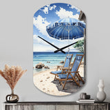 Beach Sandy Escape Pointillism I - Asymmetric Metal Wall Clock