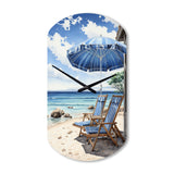 Beach Sandy Escape Pointillism I - Asymmetric Metal Wall Clock