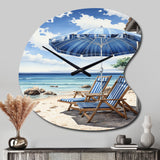 Beach Sandy Escape Pointillism I - Asymmetric Metal Wall Clock