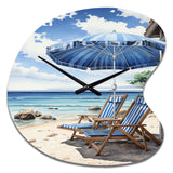 Beach Sandy Escape Pointillism I - Asymmetric Metal Wall Clock