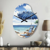 Beach Sandy Escape Pointillism I - Asymmetric Metal Wall Clock