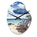Beach Sandy Escape Pointillism I - Asymmetric Metal Wall Clock