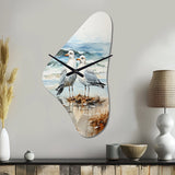 Abstract Beach Seagulls In Love - Asymmetric Metal Wall Clock