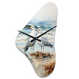 Abstract Beach Seagulls In Love - Asymmetric Metal Wall Clock