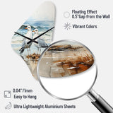 Abstract Beach Seagulls In Love - Asymmetric Metal Wall Clock
