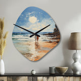 Beach Seaside Stroll Pointillism - Asymmetric Metal Wall Clock