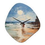 Beach Seaside Stroll Pointillism - Asymmetric Metal Wall Clock