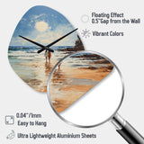 Beach Seaside Stroll Pointillism - Asymmetric Metal Wall Clock