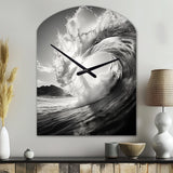 Black And White Wave Photo I - Asymmetric Metal Wall Clock