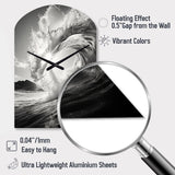 Black And White Wave Photo I - Asymmetric Metal Wall Clock