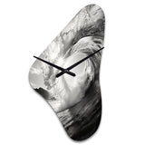 Black And White Wave Photo I - Asymmetric Metal Wall Clock