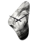 Black And White Wave Photo I - Asymmetric Metal Wall Clock