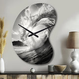 Black And White Wave Photo I - Asymmetric Metal Wall Clock