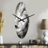 Black And White Wave Photo I - Asymmetric Metal Wall Clock