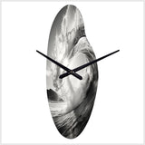 Black And White Wave Photo I - Asymmetric Metal Wall Clock