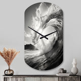 Black And White Wave Photo I - Asymmetric Metal Wall Clock