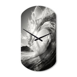 Black And White Wave Photo I - Asymmetric Metal Wall Clock
